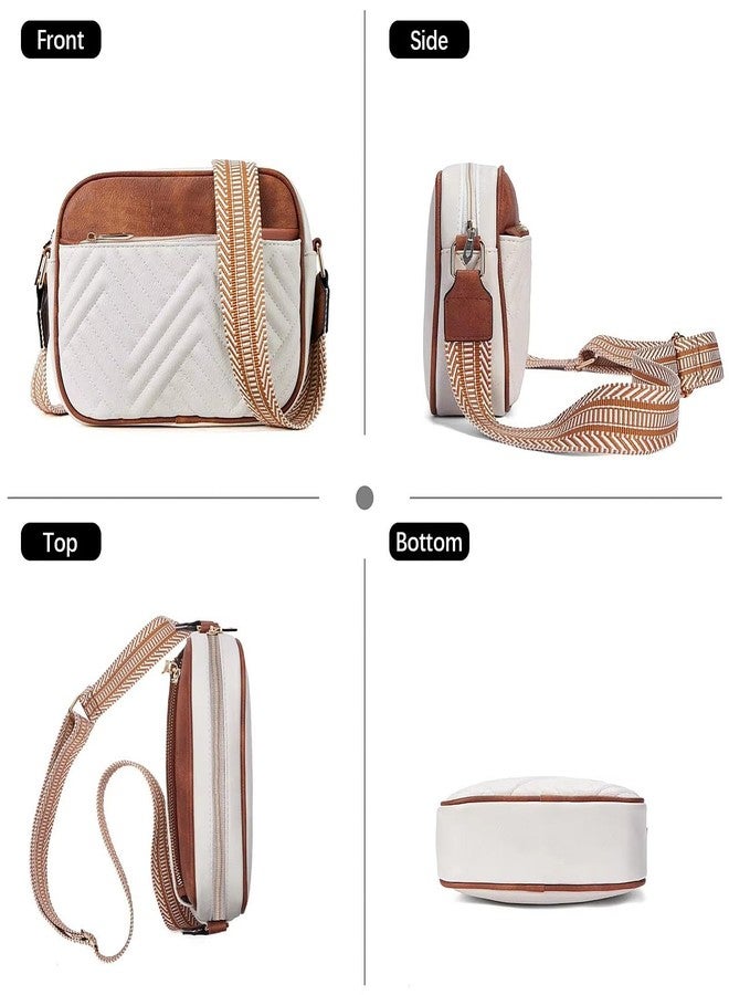 ADISA Women's Girls Color Block Cross Body Sling Bag with Printed Belt (SL5150-WHI) - Image 2
